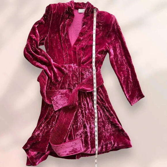A.L.C. Kiera Velvet Dress Whimsigoth Fuchsia Pink Size 2 - Picture 7 of 13